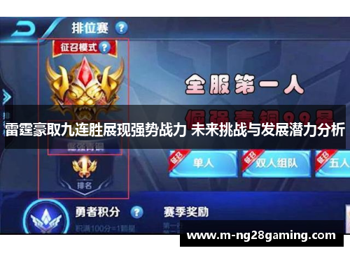 雷霆豪取九连胜展现强势战力 未来挑战与发展潜力分析 雷霆豪取九连胜展现强势战力 未来挑战与发展潜力分析